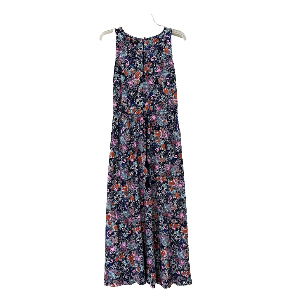 Talbots Maxi Dress‎ Women Small Petite Floral Keyhole Sleeveless Stretch Belt